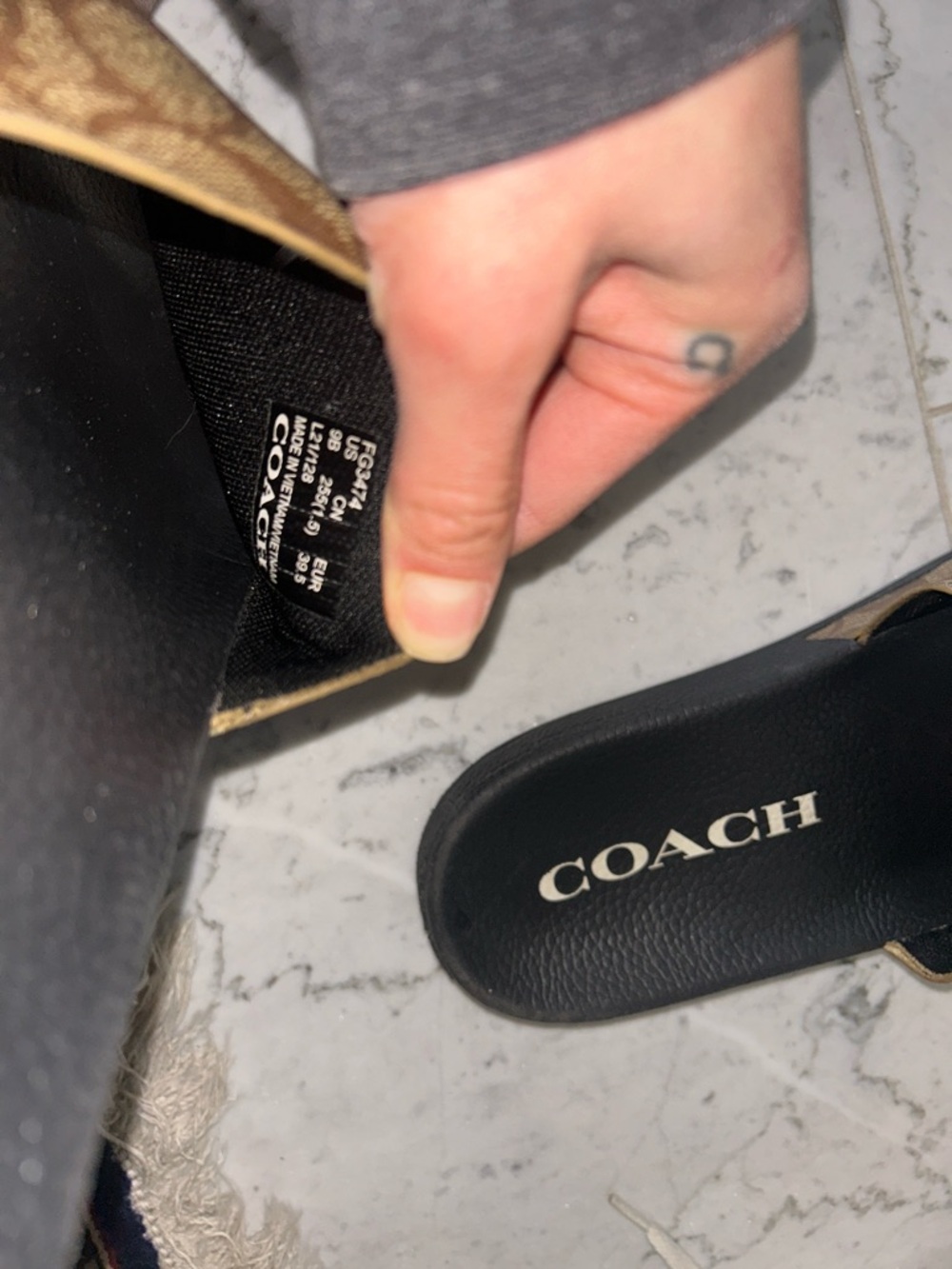 Coach Brown Signature Monogram Slide Sandals with Black Footbed - Picture 7 of 8